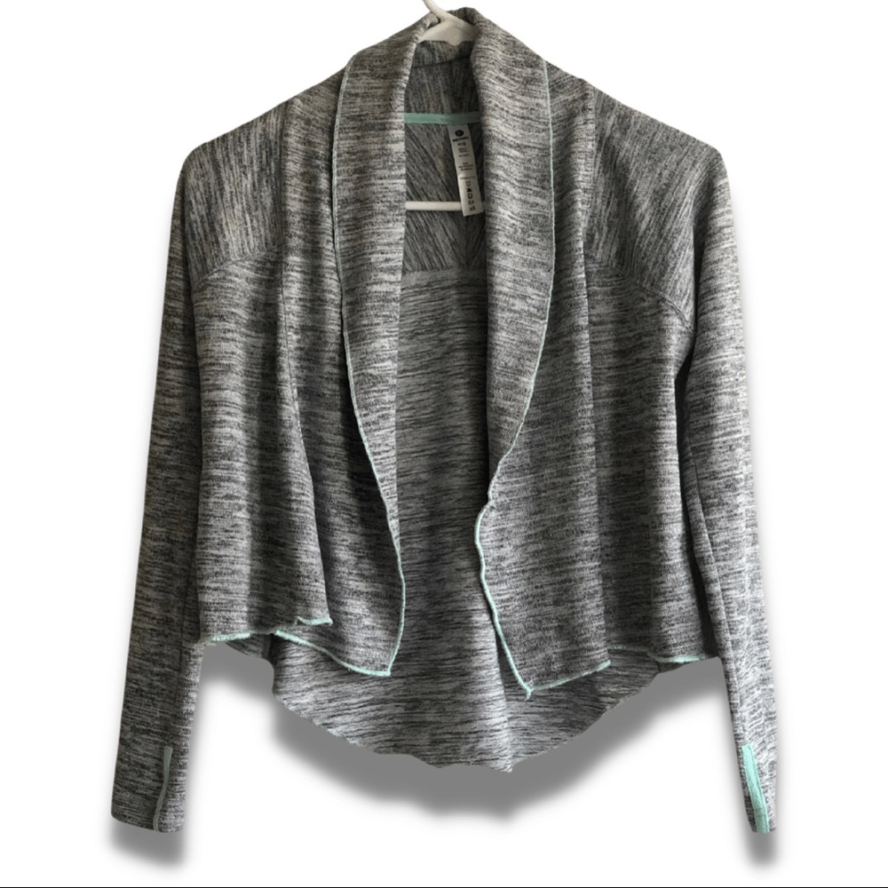 Girl’s, Cardigan, 90 degree by reflex, Medium (10), Gray & light blue